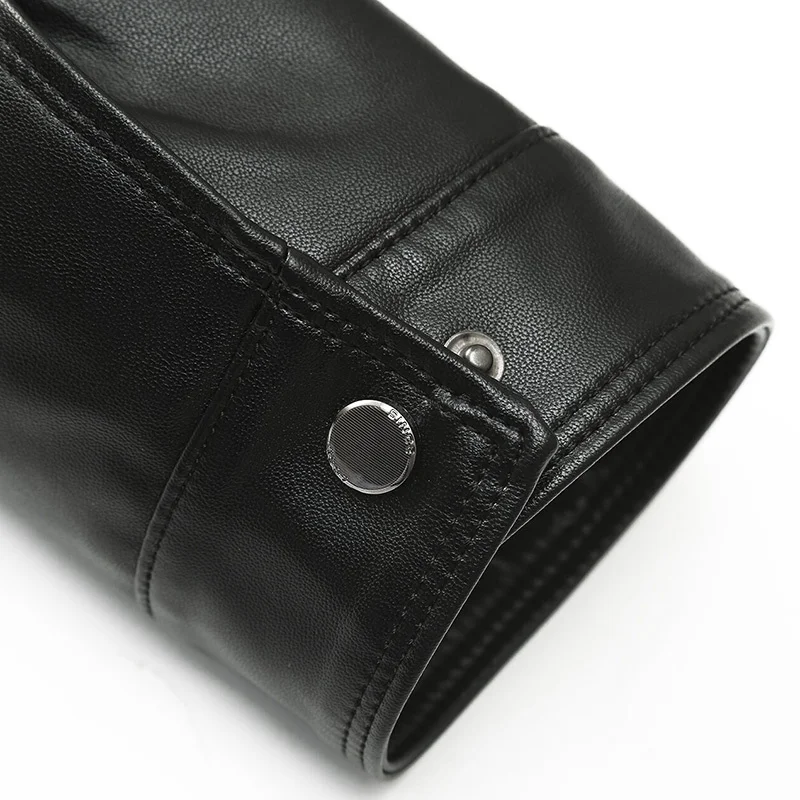 Sheepskin Garments Mens Leather Jackets Winter Coats Male Warm Fleece Lining Motorcycle Jackets Genuine Leather Tops Gun Jacket