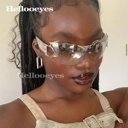 Y2K Punk Sports Sunglasses Women Men 2000'S New Luxury Brand Wrap Around Sun Glasses UV400 Goggles One Piece Fashion Eyewear
