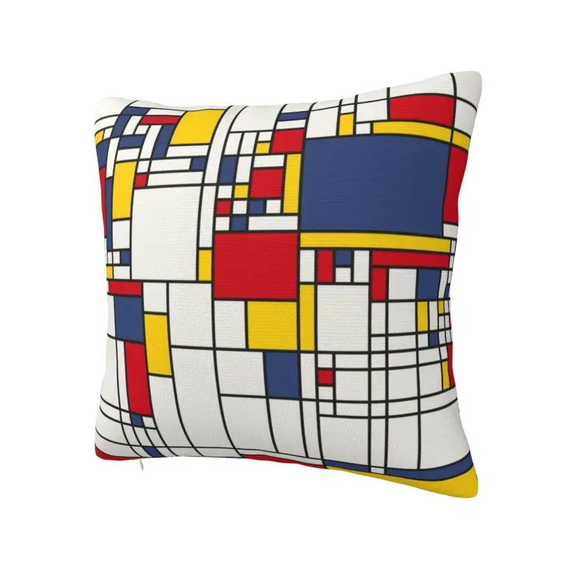 Custom Piet Mondrian Minimalist De Stijl Throw Pillow for Living Room Modern Abstract Art Luxury Cushion Cover Velvet Pillowcase