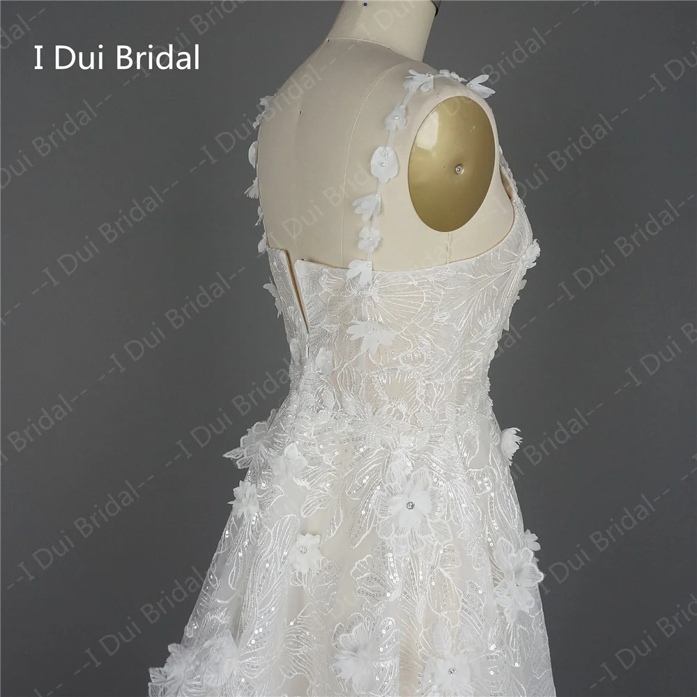 Abito da sposa esclusivo in pizzo fiore 3D abito da sposa con paillettes nuovo stile