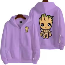 Men I Am Groot Cartoon Zipper Hoodie