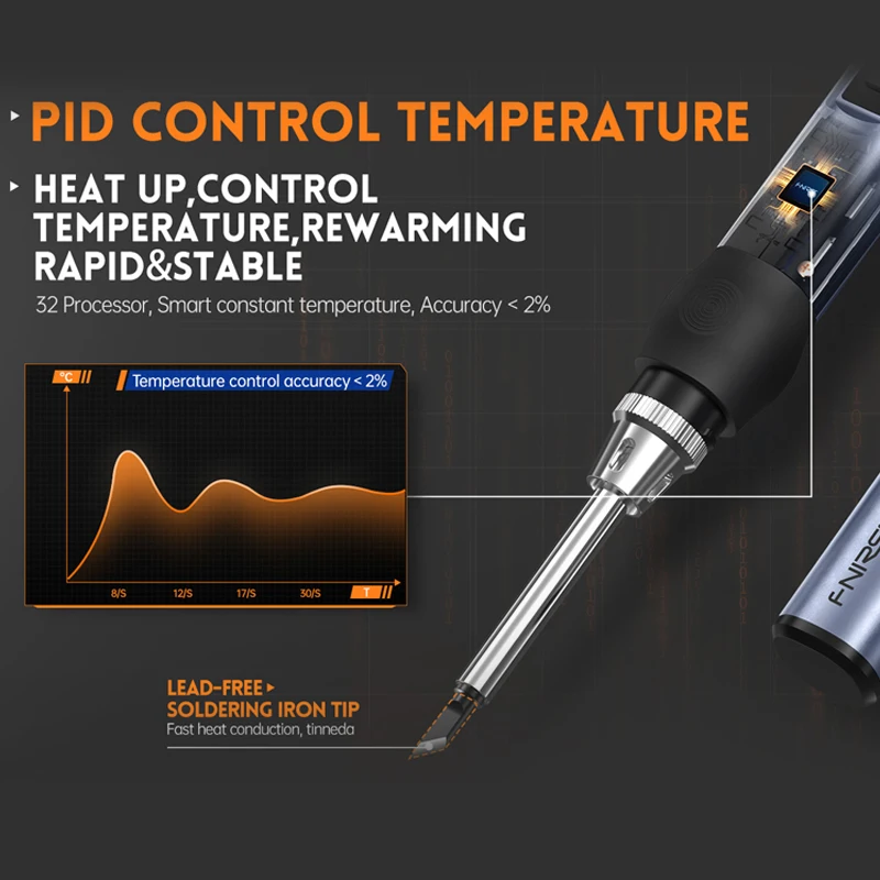 Original FNIRSI HS01 Soldering Iron TYPE-C Interface Power Supply Digital Display Adjustable Fast Heating Portable Solder Tool