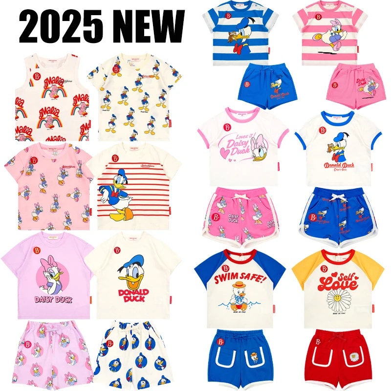 

2025 New Summer Children's Clothing Set Boy Girls Printed T-shirt and Shorts Set Kids Round Neck Casual T-shirt Shorts Set