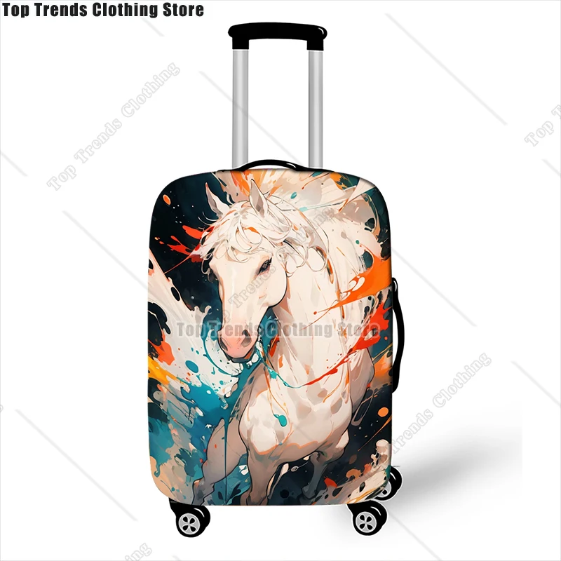 Paint Splatter Tiger Wolf Owl Shark Print Luggage Cover for Travel Watercolor Suitcase Cover Anti-dust Trolley Protective Cover