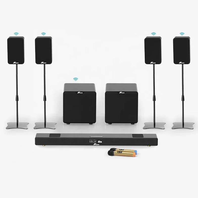 Sistema di altoparlanti a 7.2 canali per Home Theater con suono Surround ad alta definizione con altoparlanti satellitari da 4 pezzi e due set di Subwoofer