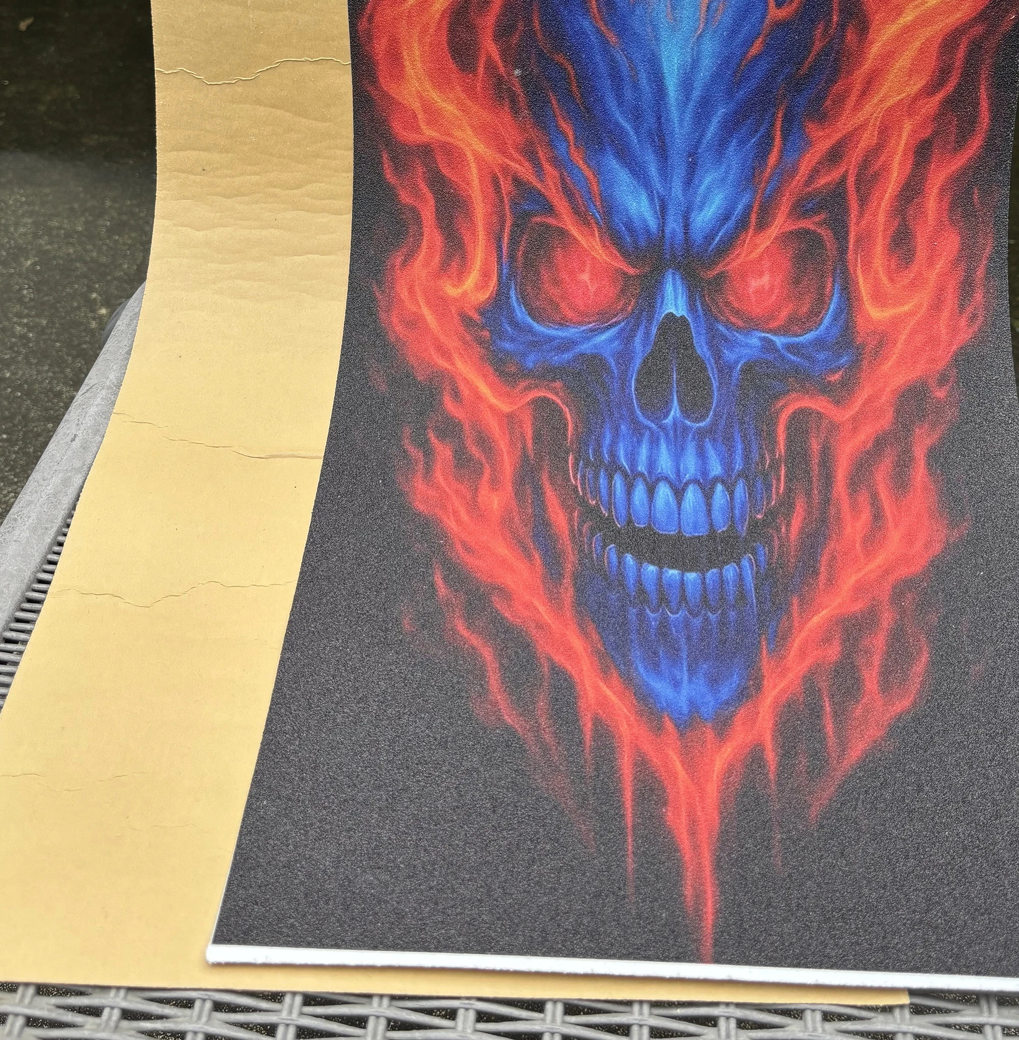 Griptape Brilliant Flame Blue Skeleton Pattern Electric Scooter Anti-slip Sticker Sandpaper Skateboard Grip Tape Sheet 60*30cm