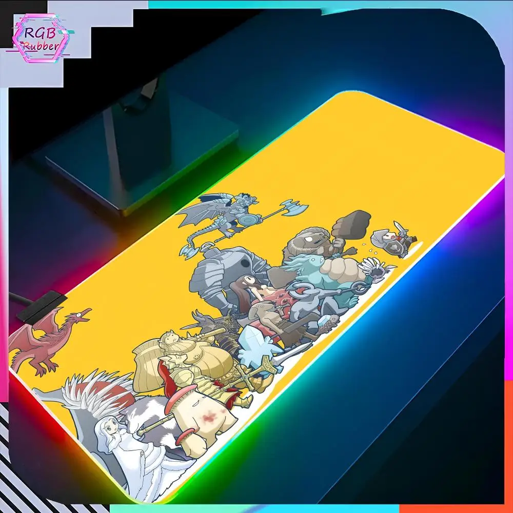 Classic Games Dark Souls  Mouse Pad RGB Pc Accessories LED Game Desk Mat E-sport Table Protector Neon Keyboard Mat Backlit Carpe