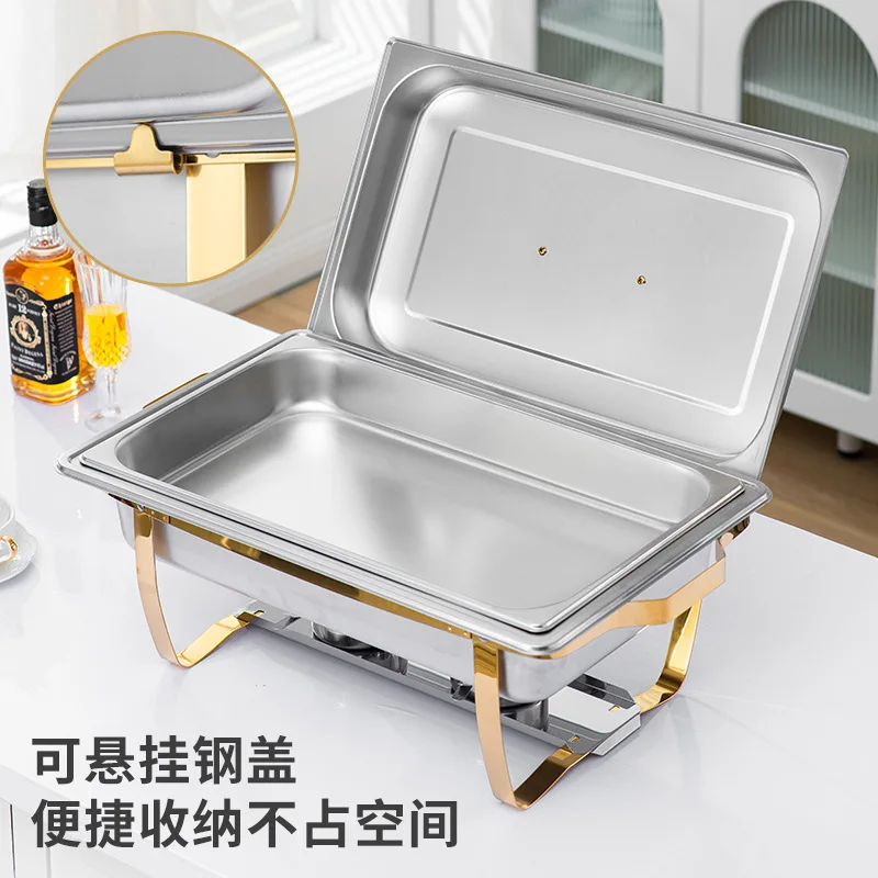 Stainless steel restaurant stove hotel buffet rectangular foldable flip commercial thermal insulation