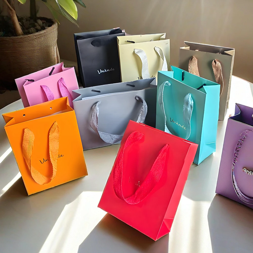 

Customized Kraft Paper Tote Bags for Milk Tea Baking Takeaway Holiday Shopping Gift Packaging Jewelry Soap Makeup Organizer Sack