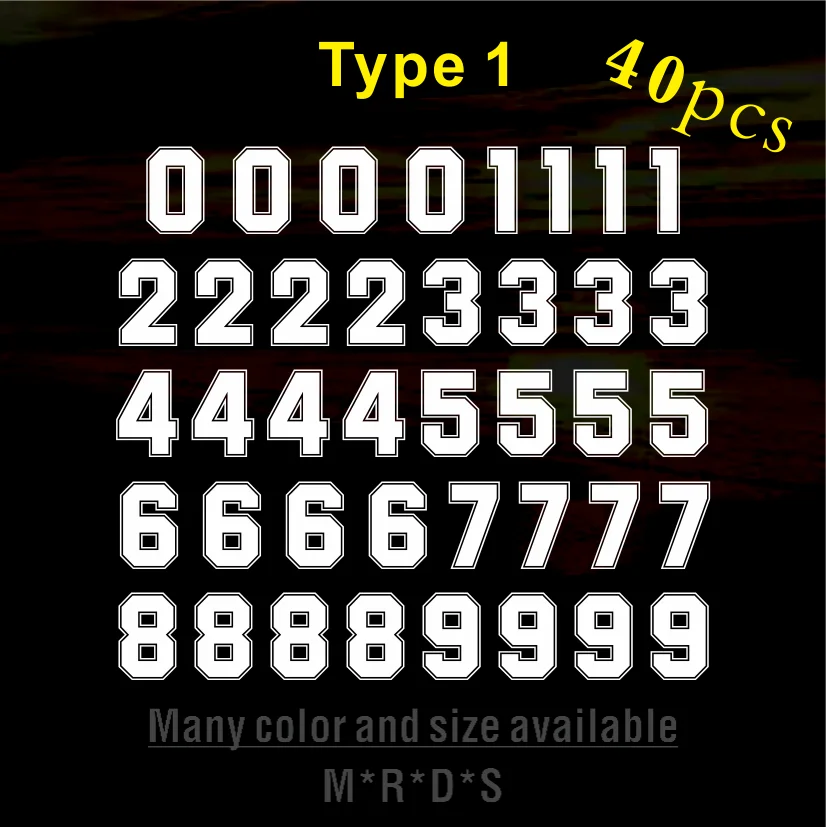

40PCs Number Sheet Bike Door Wheelie Bin Race Car Accessories Cover Scratches Decals Custom Stickers on Motorcycle PVC