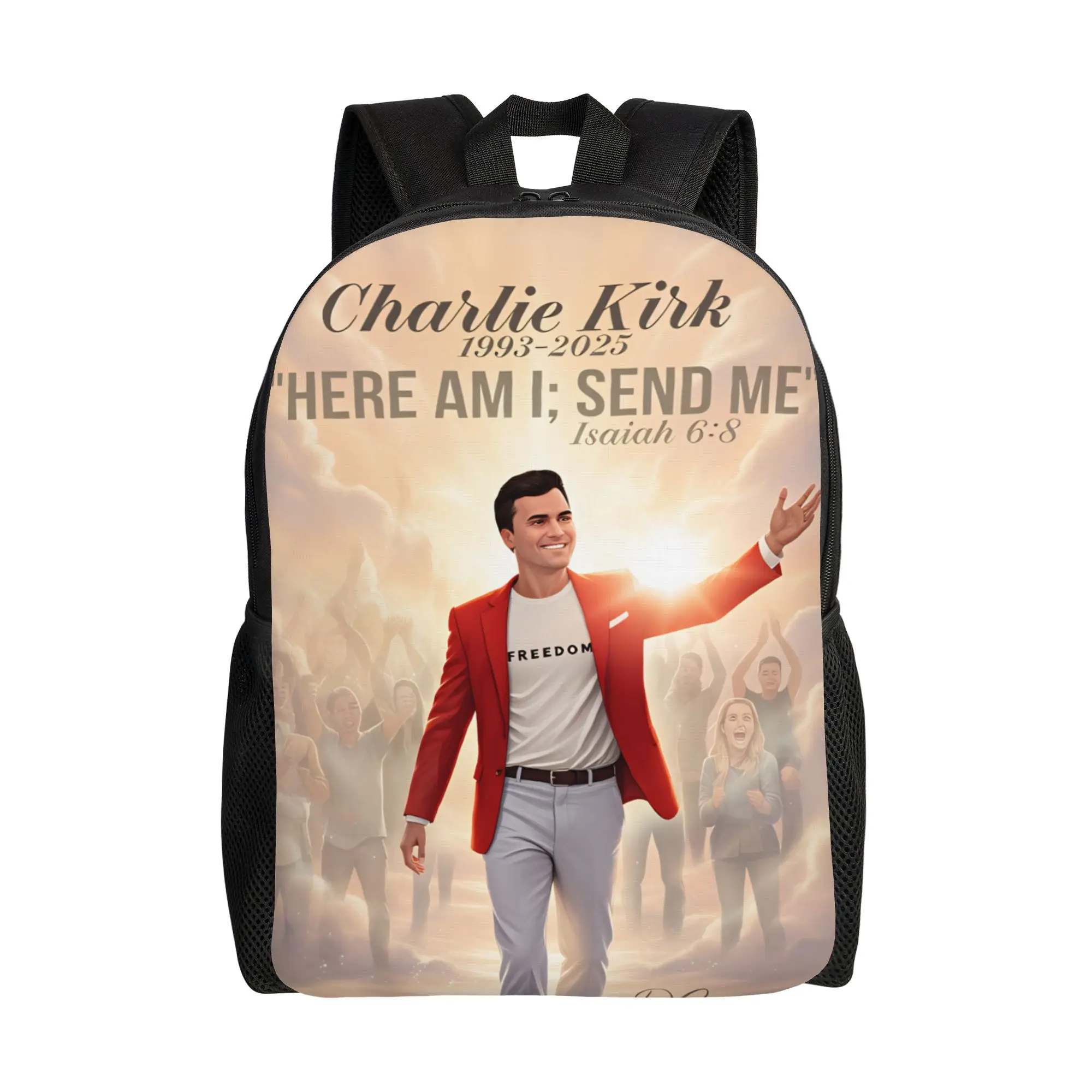 Charlie Kirk Angelic Advocate Backpack Female  Lightweight Backpacks Polyester Kawaii High School Bags Travel Colorful Rucksack