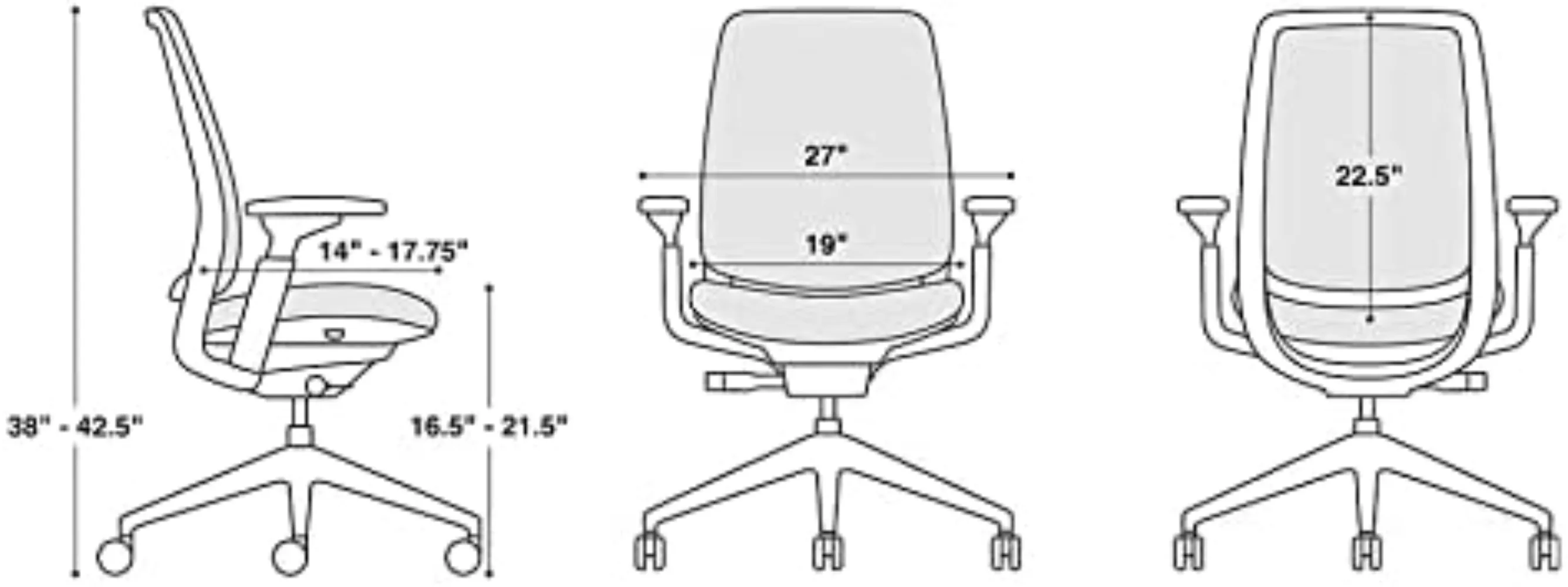 Series 2 Office Chair - Ergonomic Work Chair with Wheels for Carpet - with Back Support, Weight-Activated Adjustment