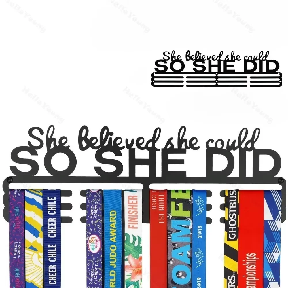 CIFBUY Iron Art Wall Medal Display Cheerleading Gymnastics Ribbons Holder Motivational Home Decor