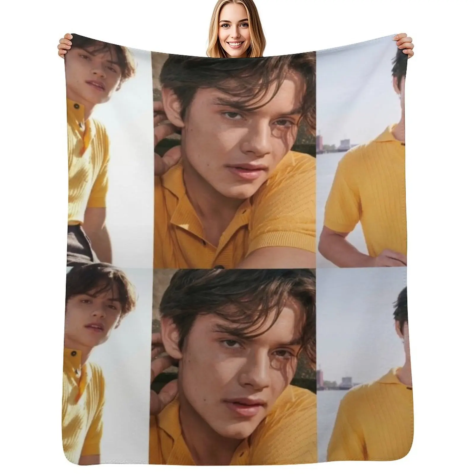 

Yellow Louis Partridge Collage Throw Blanket Color Fast Cozy Throw Blanket