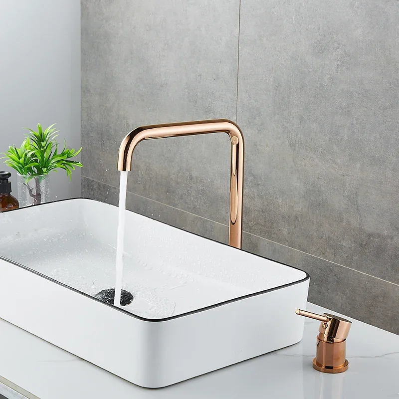 

Tuqiu Rose Gold Basin faucet Bathroom two holes Widespread bathroom faucet sink tap 360 rotating widespread Black basin Tap