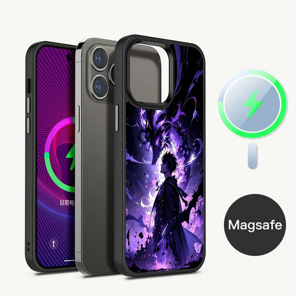 Quente clássico s-solo l-nivelamento anime caso de telefone magnético para iphone 16 14 13 12 15 pro plus para magsafe capa de carga sem fio