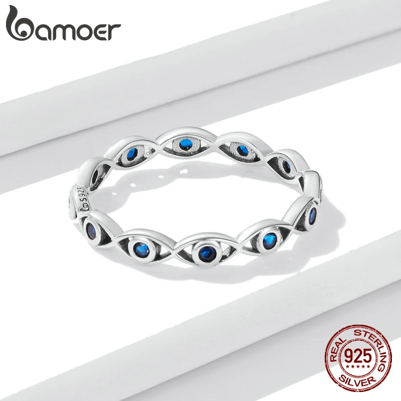 Women's Blue Zircon Silver Wedding Ring