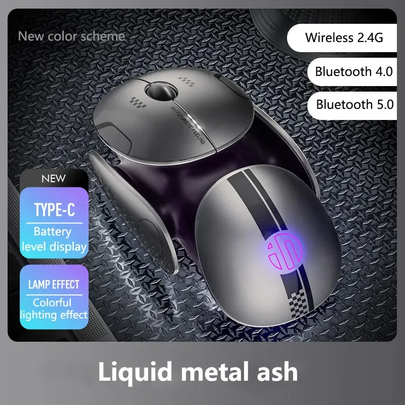 

X2 Silent Bluetooth Mouse Metal Base Rechargeable Wireless Gaming Mouse For Computer Laptop Office Game