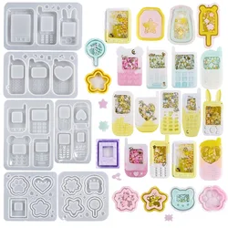 Fai da te Silicone resina epossidica sabbie mobili telefono amore fiore gatto artiglio portachiavi Shaker stampi stampo in Silicone