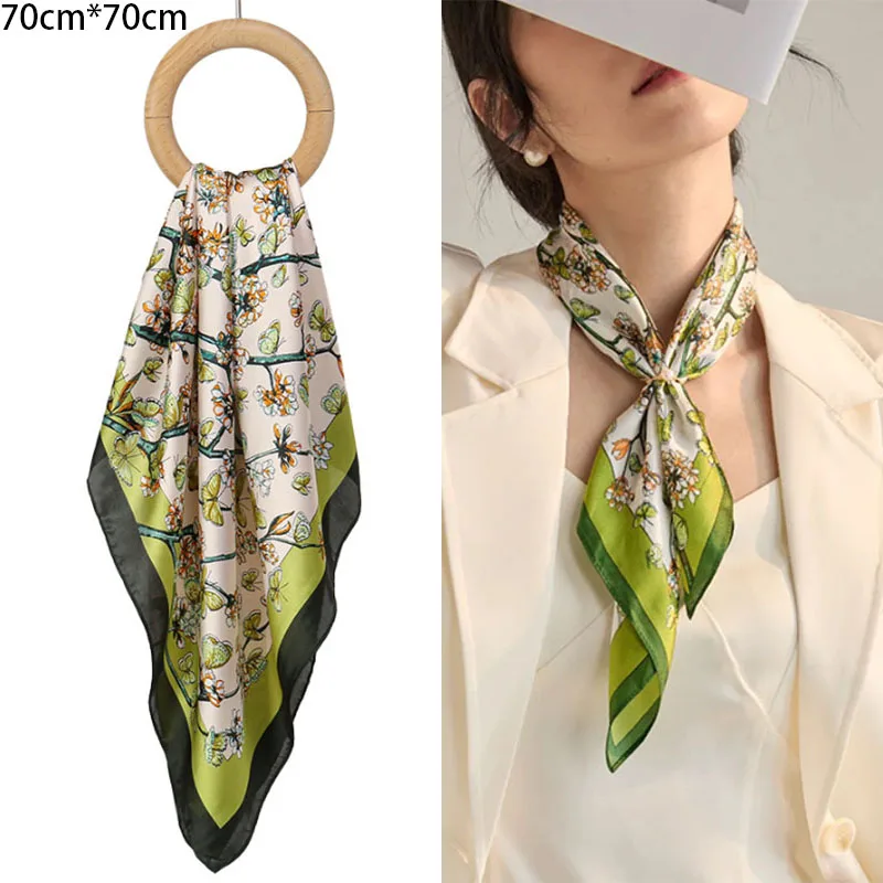 2026 Designer Women Chiffon Foulard Bandana Scarf 70cm Shawl Kerchief Square Headscarf Scarves Head Wraps Scarves Female Scarf