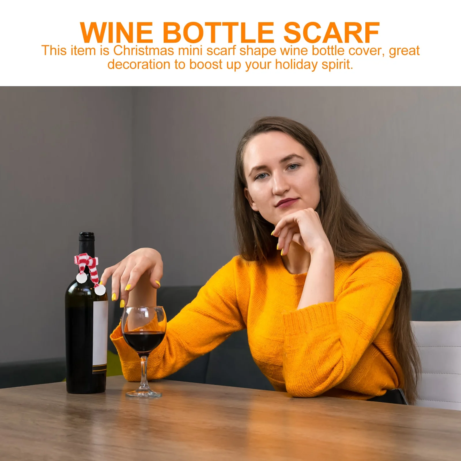 

8pcs Mini Christmas Wine Bottle Scarf Red White Stripes For Xmas Party New Year Event Wine Bottle Cover Christmas Ornament