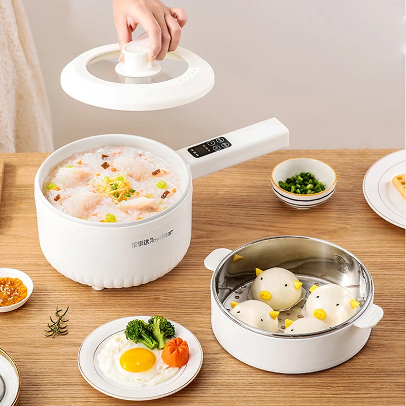 600W Electric Cooking Pot Rice Cooker Hotpot Multicooker Pancake Smart Electric Skillet Fried Pan 1.6L Food Steamer 220V
