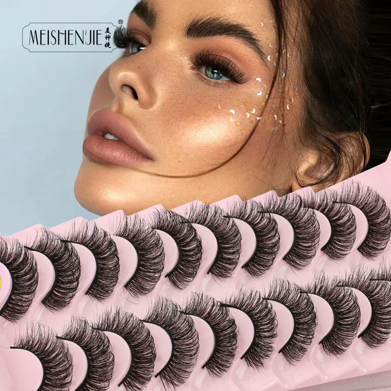 MEISHENJIE New 3/5/10 Pairs 3D Mink Eyelashes Thick russian strip lashes Natural Eyelashes Fake Eyelash Extension Tool