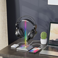 RGB Headset Support Stand USB2.0 Type-C2.0 Head Mounted Headphone Stand Rack Removable Desktop Organizer for Universal Headphone