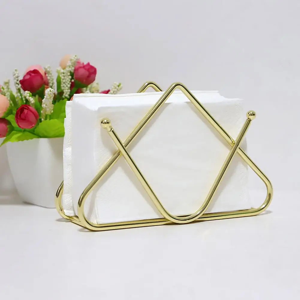 Iron Paper Towel Holder Triangle Shape Large Capacity Polished Bar Office Kitchen Table Napkin Holder Dispenser Tissue Stand