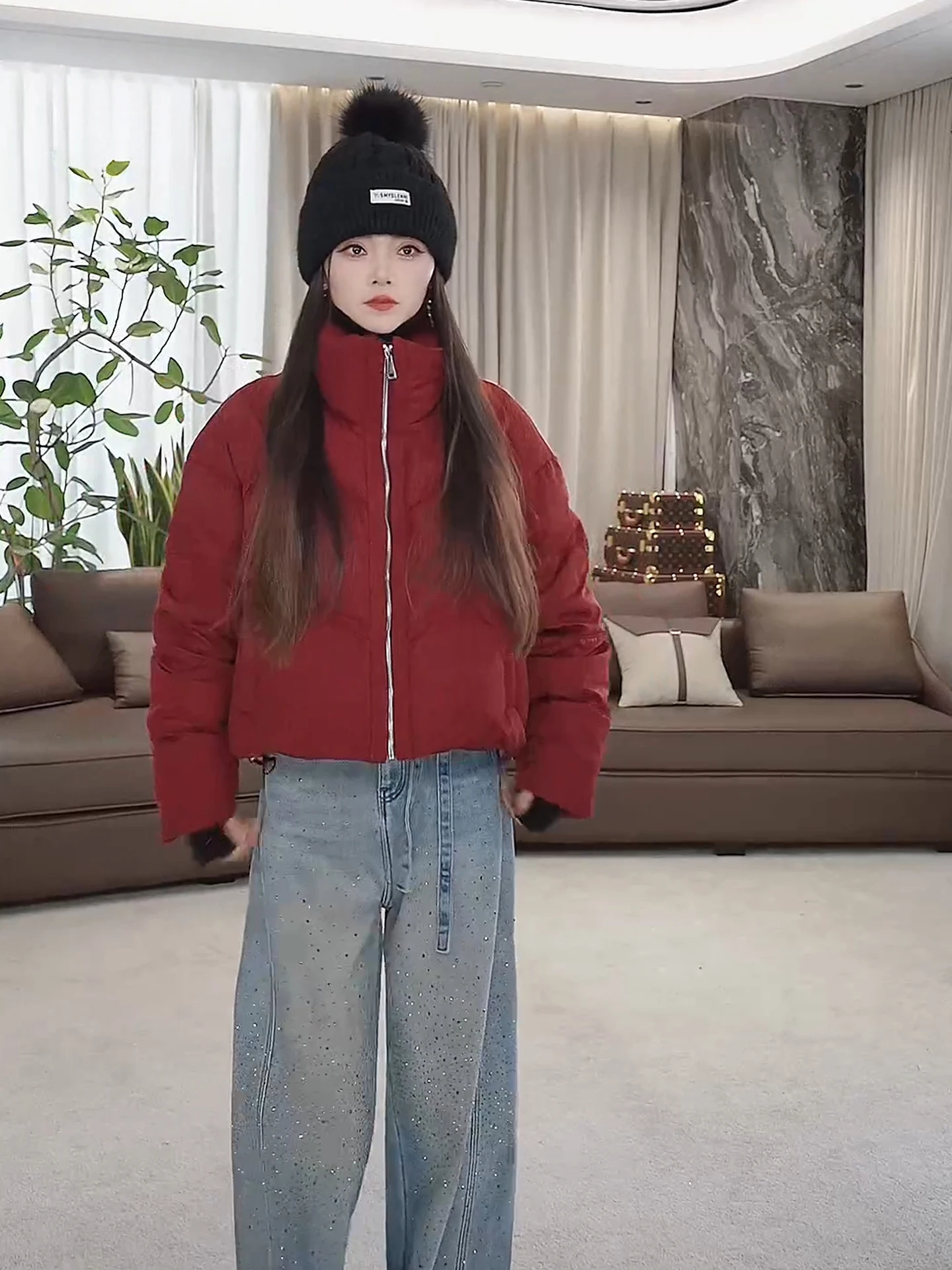 

Новая теплая женская куртка-пуховик LA eila Du на осень-зиму, повседневная, красная, на молнии, с воротником-стойкой, модная