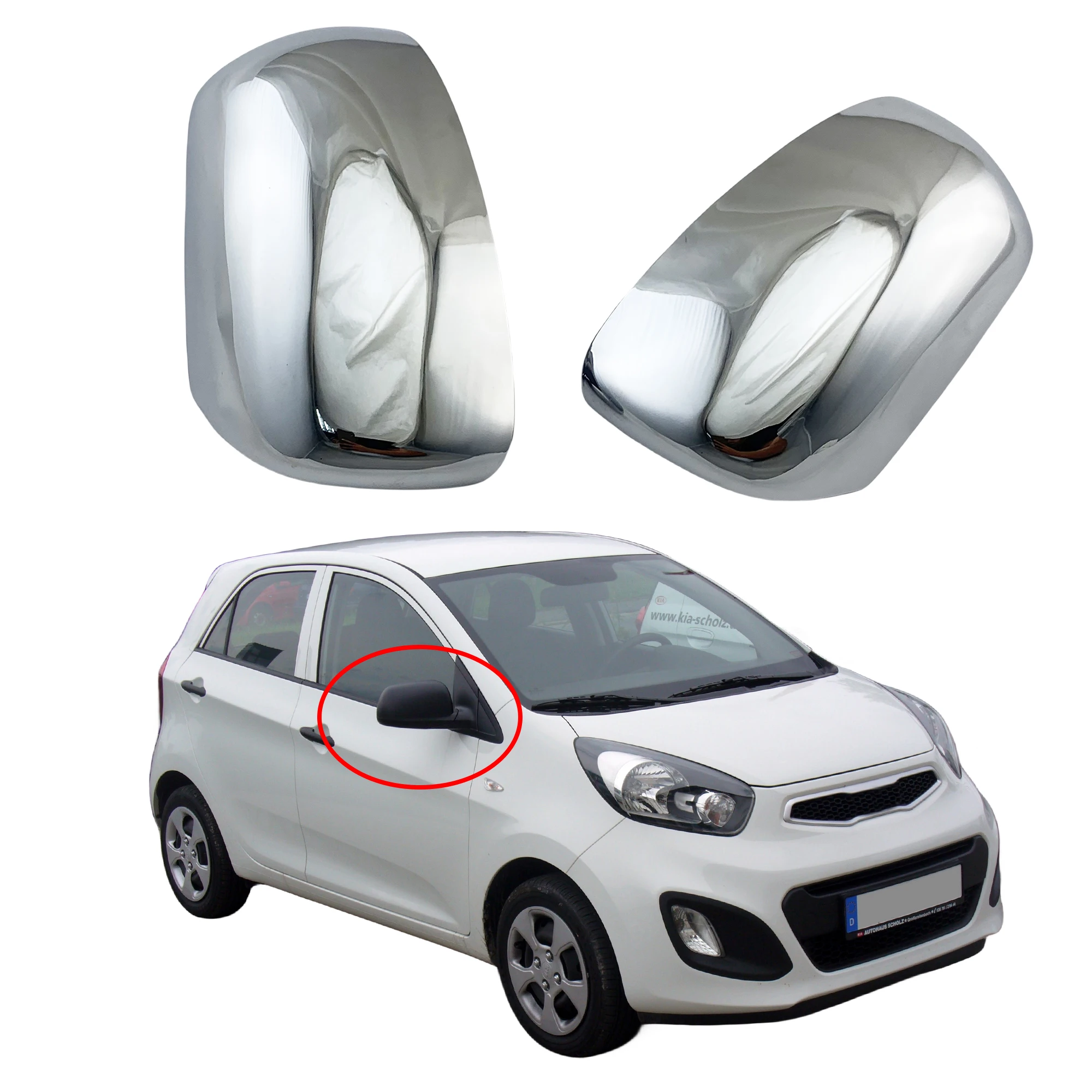 2 pezzi accessori per retrovisione cromati per auto copertura per specchietto retrovisore Trim Paste Style per Kia Picanto Morning 2012 2014 2015