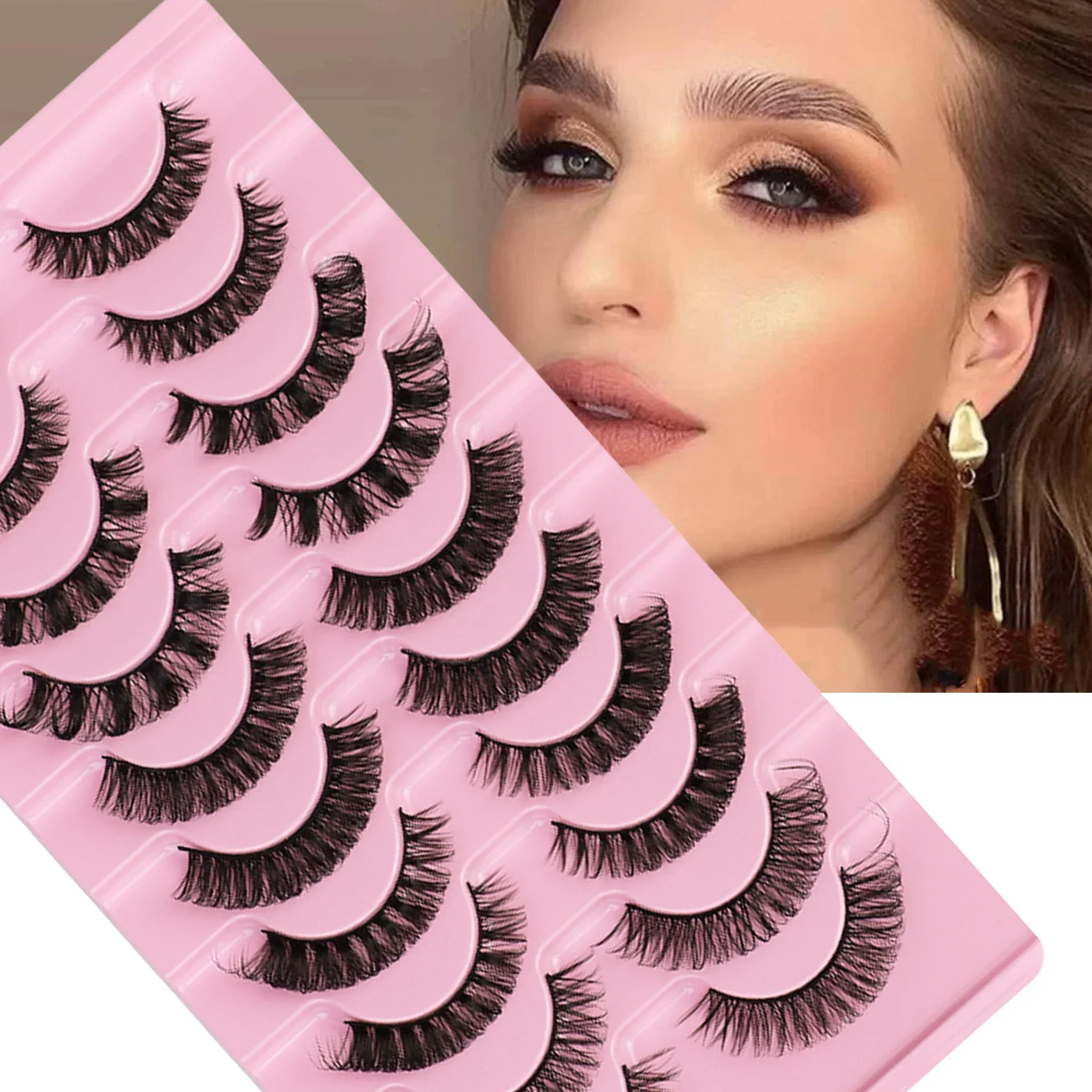 10 คู่ขนตา D Curl รัสเซียขนตา 3D Mink Eyelashes Reusable Fluffy รัสเซีย Strip Lashes ขนตา