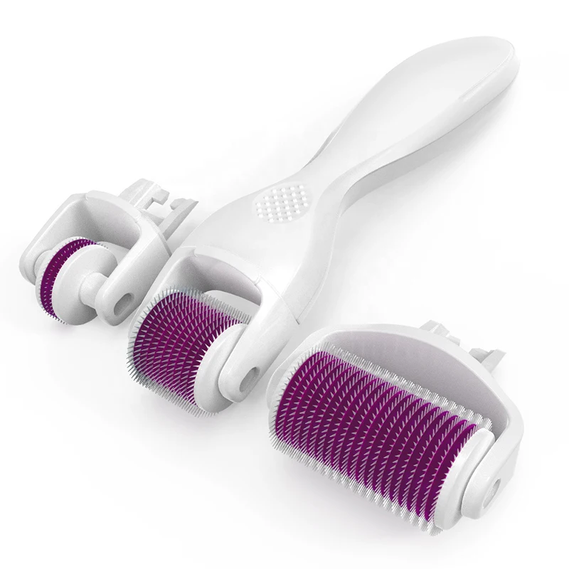 Kit de Derma Roller 3 en 1 con Microagujas de Titanio Dorado, Rodillo Masajeador Facial, Productos para el Cuidado de la Piel, Tratamiento Corporal