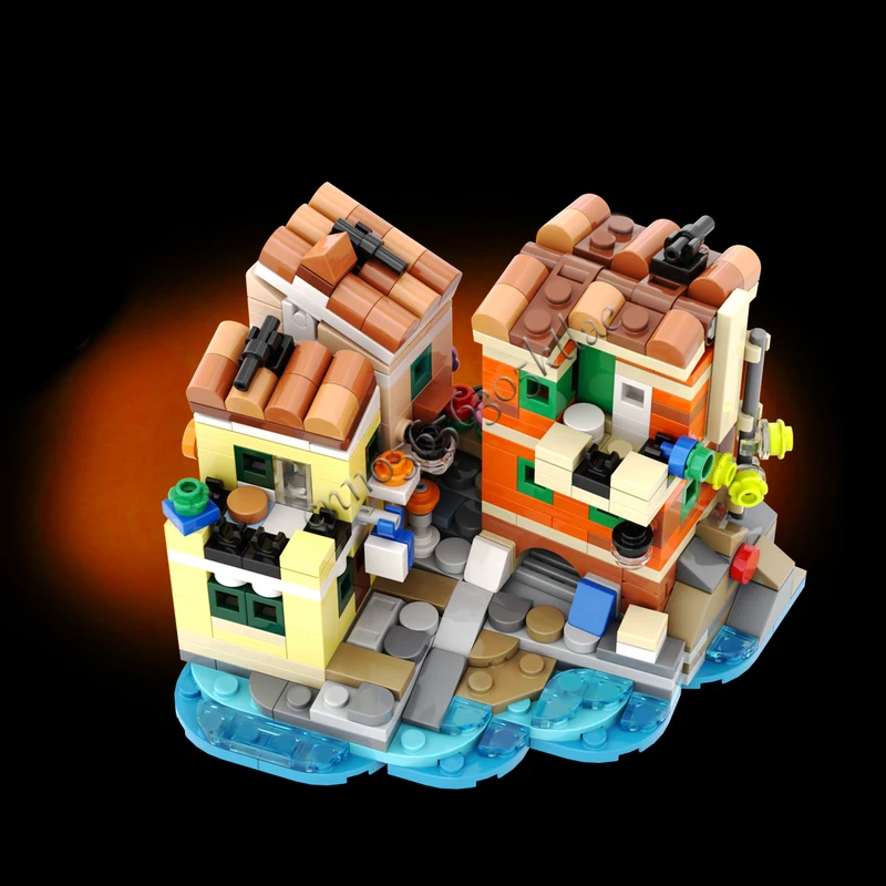 489 ELEMENTÓW Dom Ulica Mini Miasto Riviera MOC Personalizowany Modułowy Zestaw Klocków Kreatywny Projekt Technologia DIY Prezent Urodzinowy Zabawka