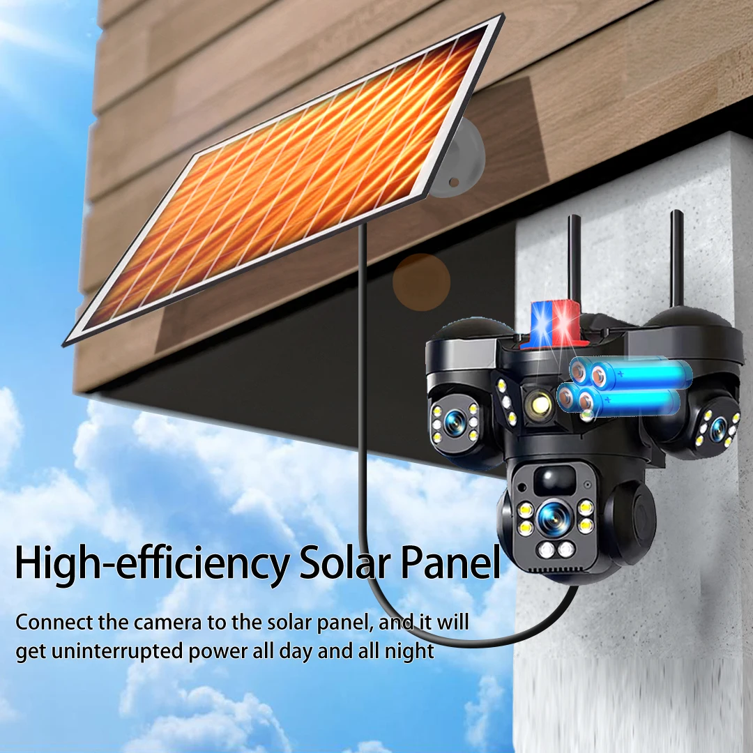 15MP ثلاثة عدسة ثلاثة شاشات 4G كاميرا تعمل بالطاقة الشمسية في الهواء الطلق واي فاي 10X التكبير الرقمي مقاوم للماء تتبع السيارات كاميرات CCTV الأمن V380