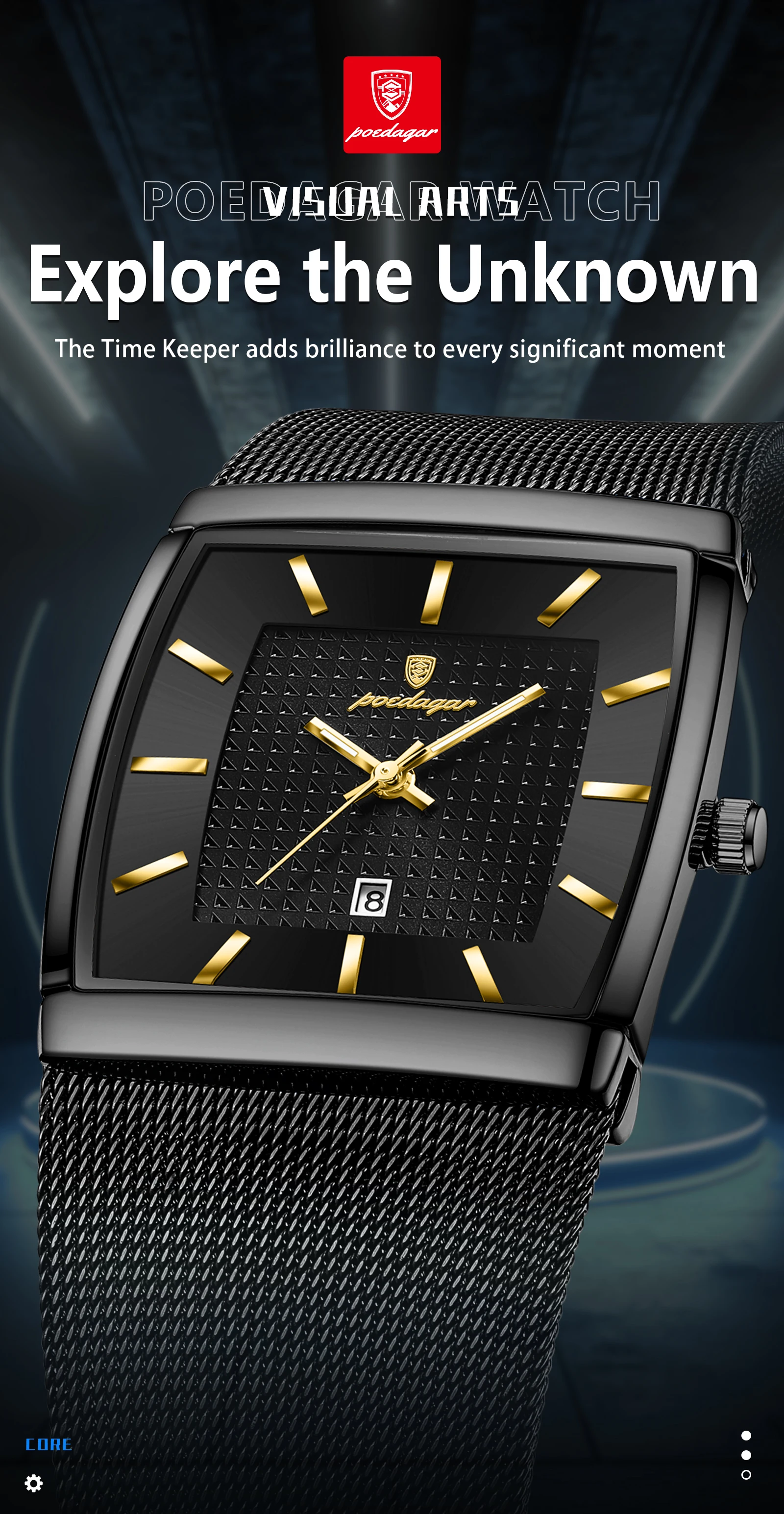 POEDAGAR Top Luxus Männer Armbanduhr Wasserdicht Leucht Edelstahl Mesh Datum Mann Uhr Mode-Business Quarz herren Uhren – Detail 2