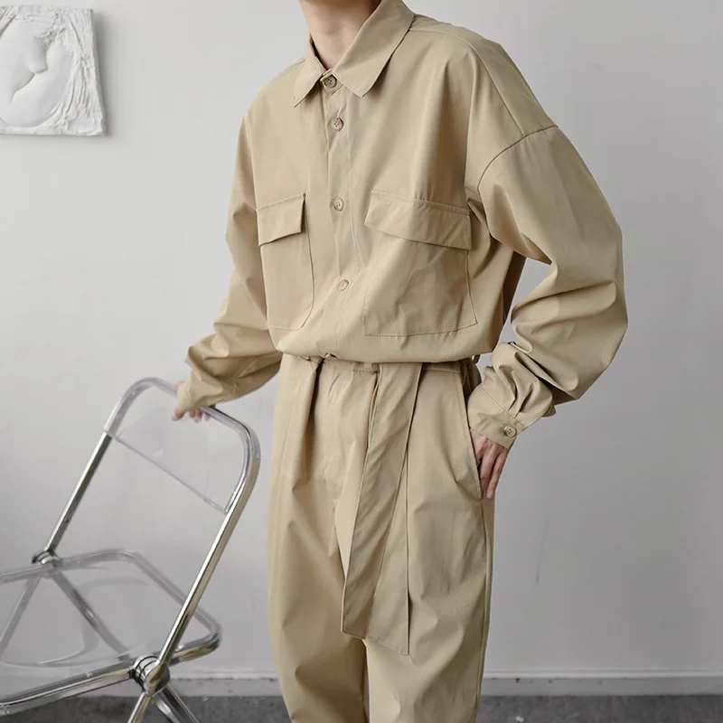 2023 New Niche Loose Large Pocket Jumpsuit for Men and Women's Japanese American Work Clothes