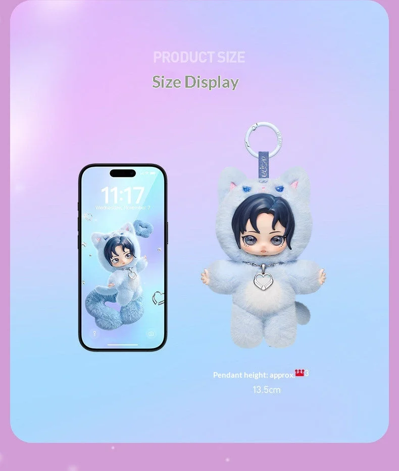 Original PopMart Aespa Fluffy Friends Serie Blindbox Weiche Puppe Schlüsselanhänger KPOP Idol Merch Niedliche Schreibtischdekoration Geschenk für Fans Spielzeug – Detail 18