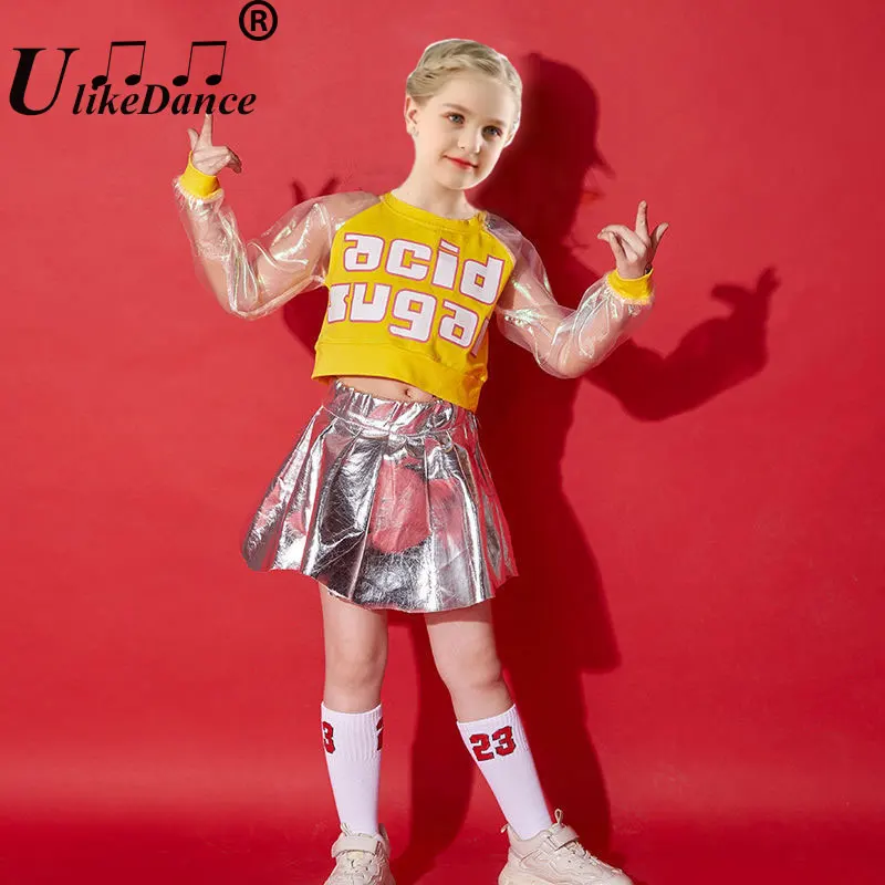 

Детские джазовые танцевальные костюмы, детский танцевальный костюм для девочек, сценический наряд, костюмы для выступлений, детская одежда Kpop, сценическая одежда