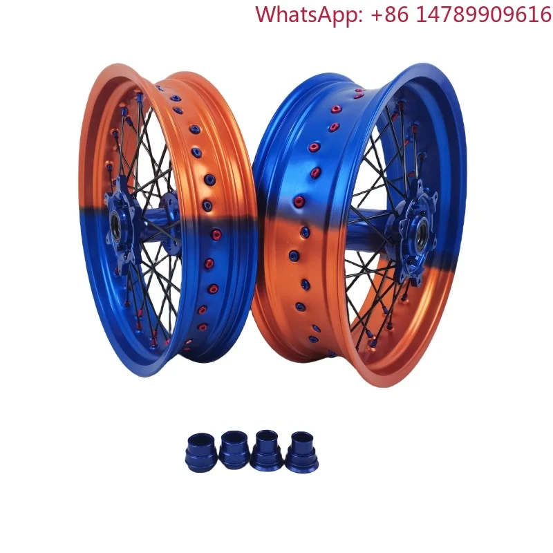 Balanced 173.5 175.0 Supermoto Wheels For [Model] Anodized Aluminum Alloy Rims Hub Spoke Wheel Set Motorcycle Spare PartsCustom