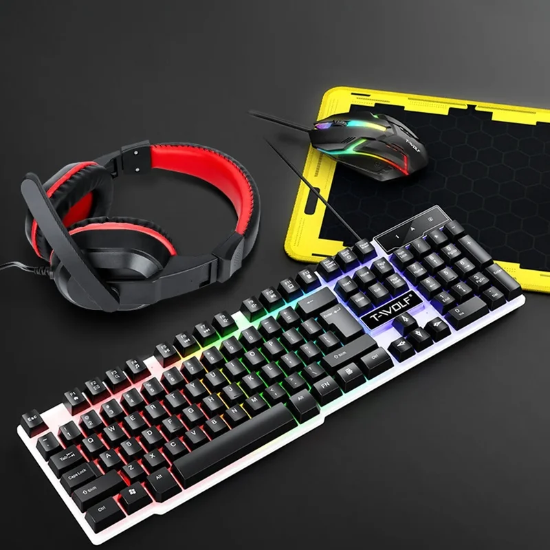 NEW USB Keyboard And Mouse Gaming Headset Combos 4 In 1 English Gaming Wired Keyboard Mouse Set With Mouse Pad and Headphones view 6