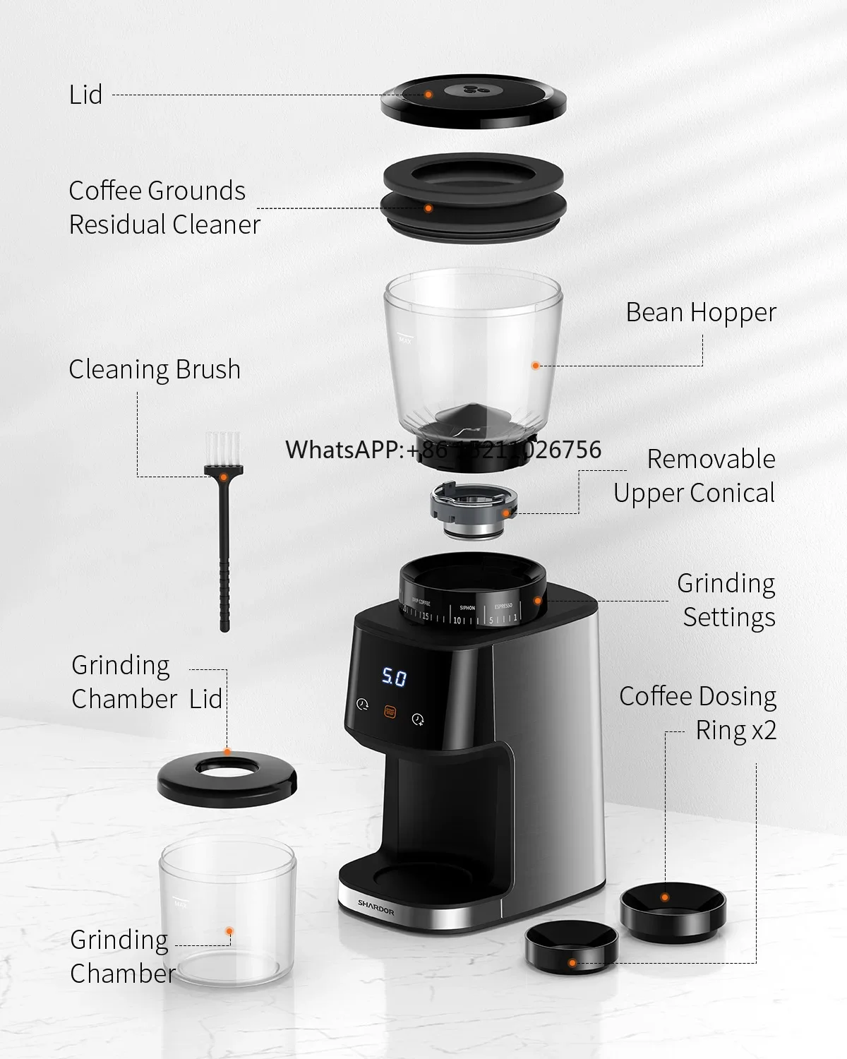 Home Use Conical Burr Coffee Bean Grinder Espresso Drip Burr Mill 31 Settings Electric Coffee Grinder