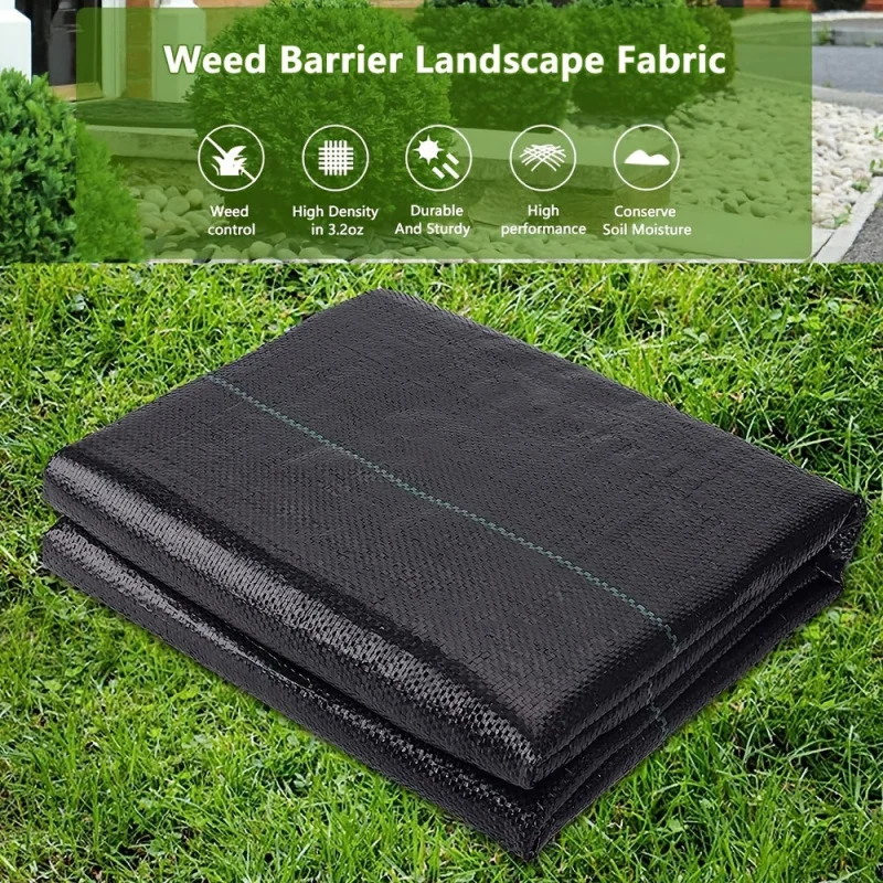 1 Pack, 3.2oz Garden Weed Barrier Landscape Fabric, Weed Block Fabric, Woven Mulch For Landscaping Ground Cover Weed Control