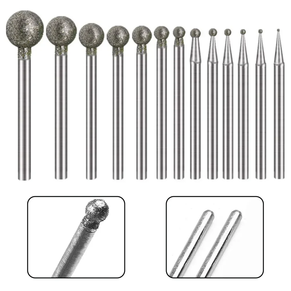 

5Pcs 0.5mm-8mm Dia-mond Round Burring Sanding Drill Bit Cutting Grinding Head 2.35mm Shank For Rotary Tool Electric Grinder Part