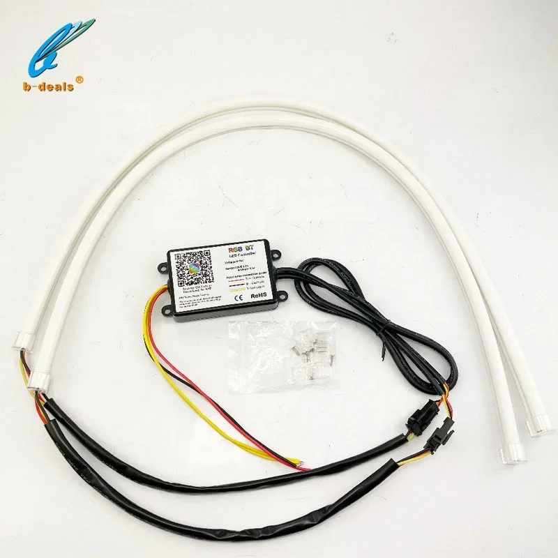 Car Motorcycle LED Light Strip DRL RGB Chasing Color Changing Sequential Yellow Turn Signal  APP Controller 60cm 30cm