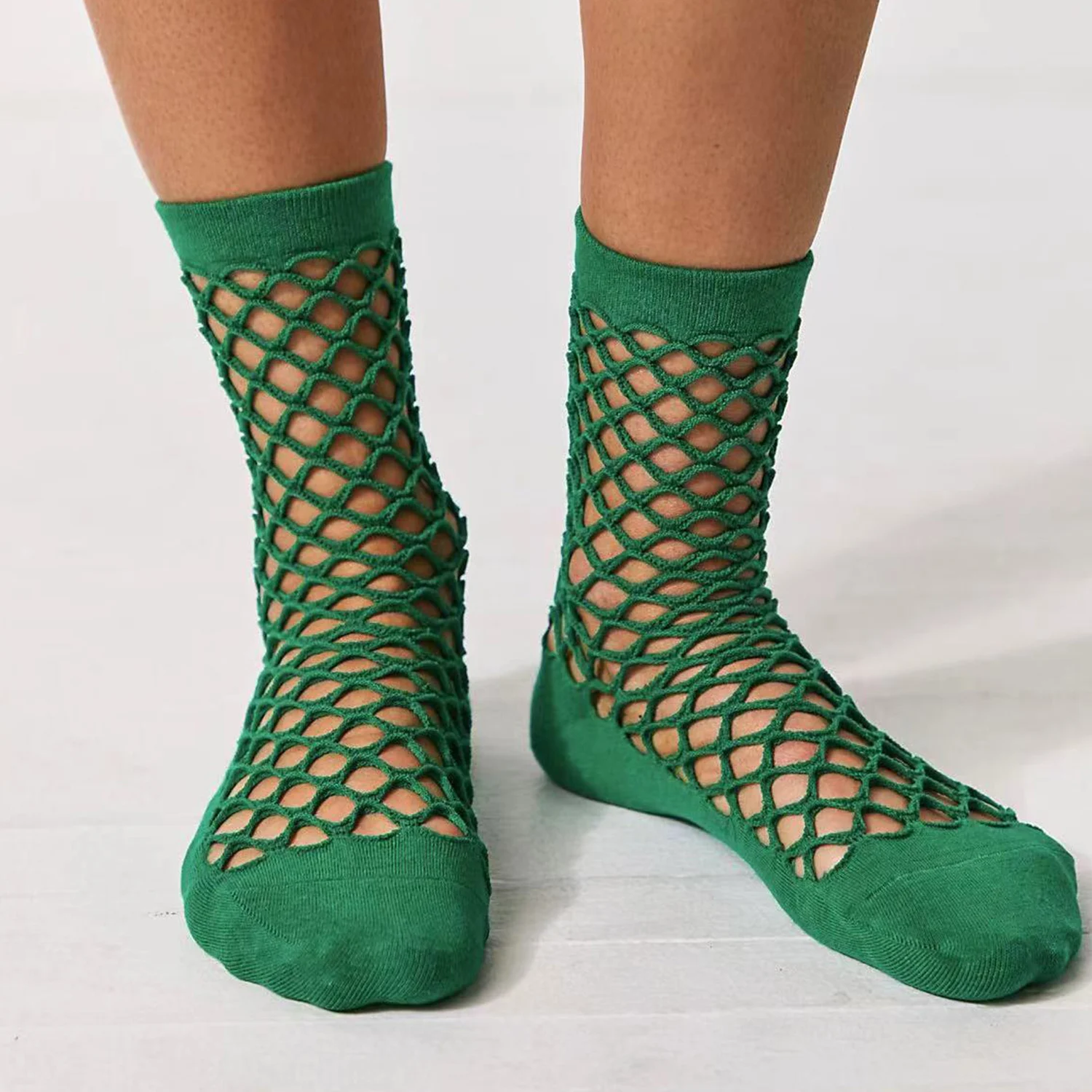 Women Girls Summer New Hollow Breathable Fishnet Sock Ankle High Socks Mesh Lace Fish Net Short Socks