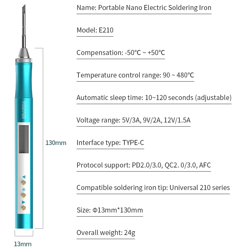 Top Stainless Steel Portable Nano Electric Soldering Iron Internal Heating Thermostat, Phone Repair Tool Sets