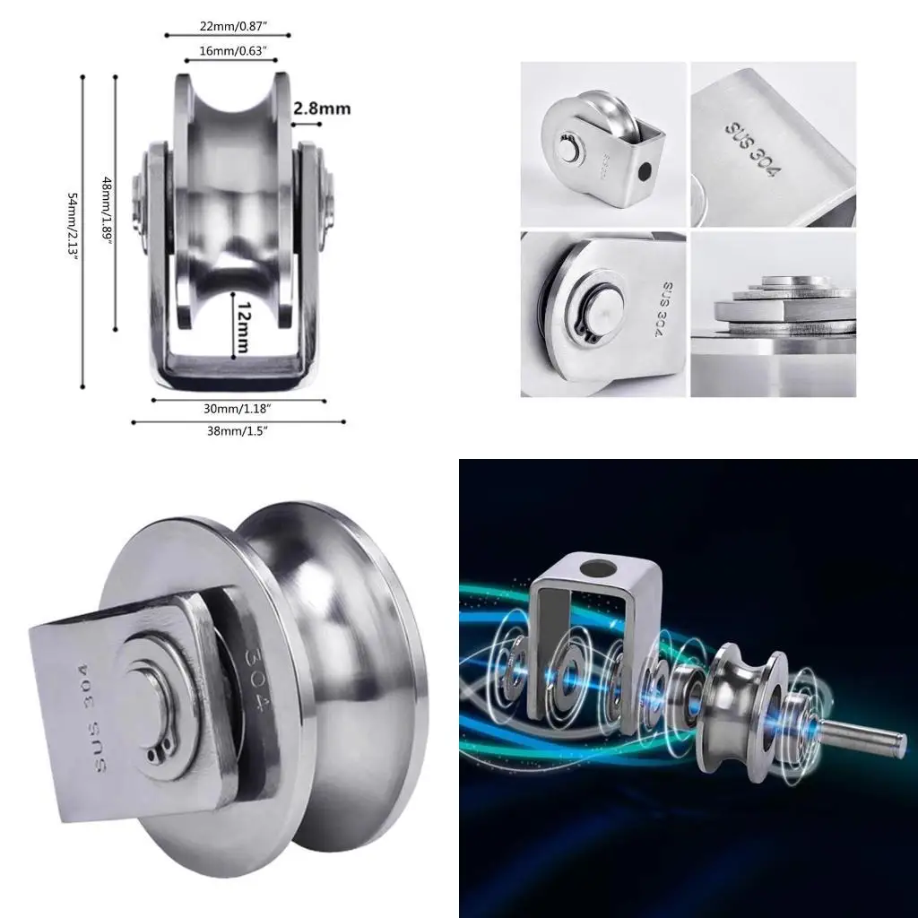 

R9UF U Wheel Pulley Strong Load-bearing Pulley Roller 48mm Wheel Diameter