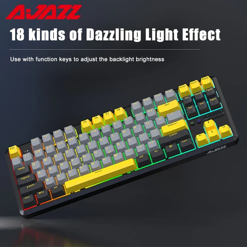 AJAZZ K870T PRO 87 Keys Bluetooth Gaming Mechanical Keyboard Hot Swappable RGB 2.4g USB Wireless Keyboard For Gamer PC Laptop