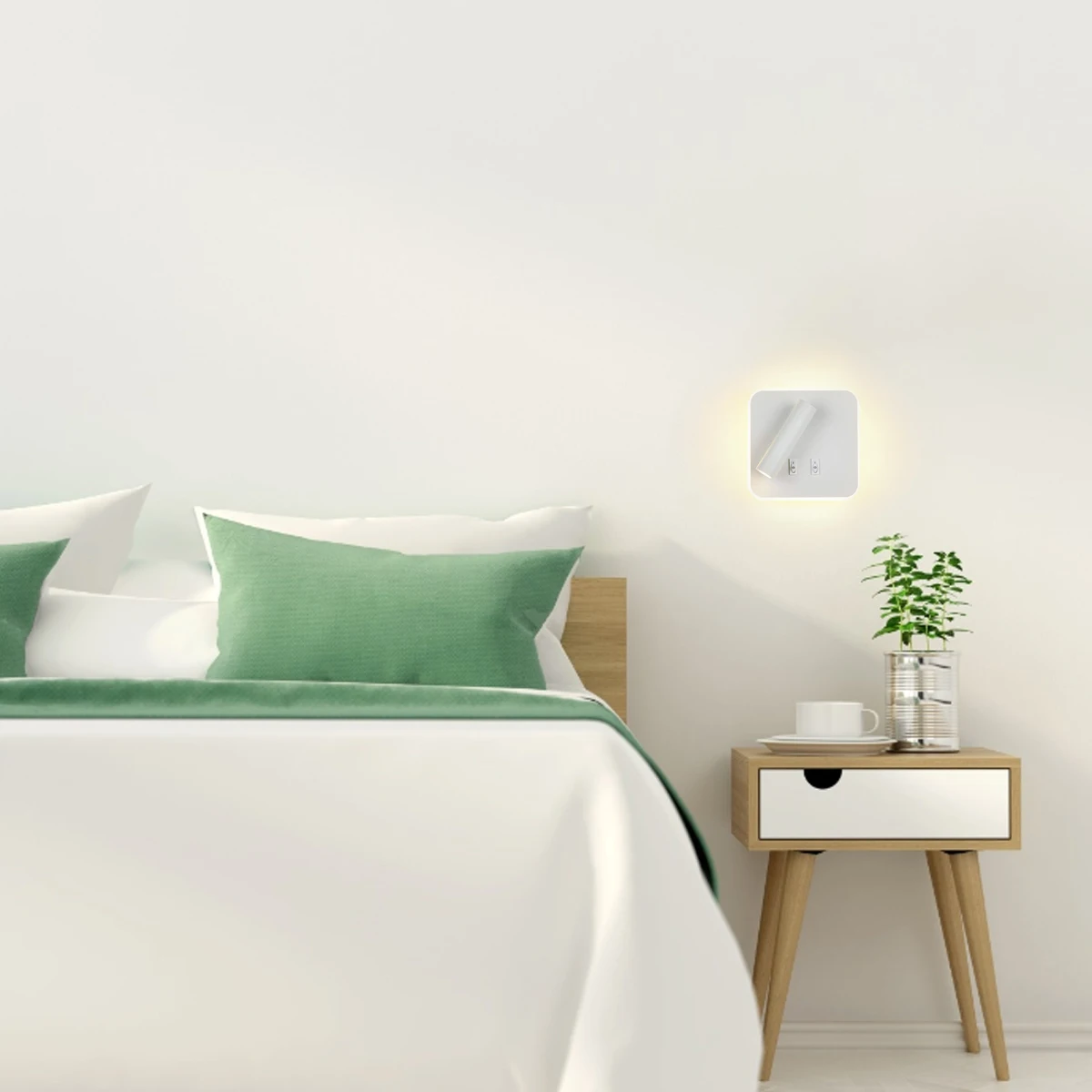 

Creative Wall Lamp Modern Bedside Reading Light Aluminum Eye Protection Soft Fiber with Switch for Bedroom Living Room